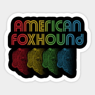 Cool Retro Groovy American Foxhound Dog Sticker